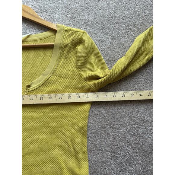 Free People L Kombucha Cuff Yellow Embroidered Boho Waffle Thermal Top FLAW - Picture 5 of 11